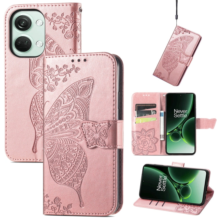 For OnePlus Nord 3 Butterfly Love Flower Embossed Leather Phone Case