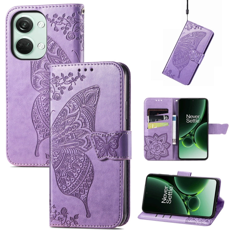 For OnePlus Nord 3 Butterfly Love Flower Embossed Leather Phone Case