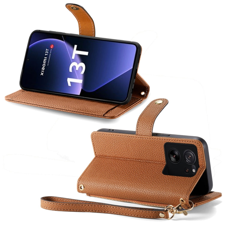 For Xiaomi 13T Love Zipper Lanyard Leather Phone Case