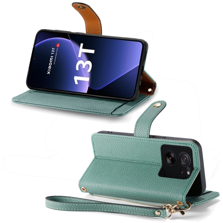 For Xiaomi 13T Love Zipper Lanyard Leather Phone Case