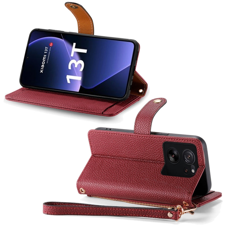 For Xiaomi 13T Love Zipper Lanyard Leather Phone Case