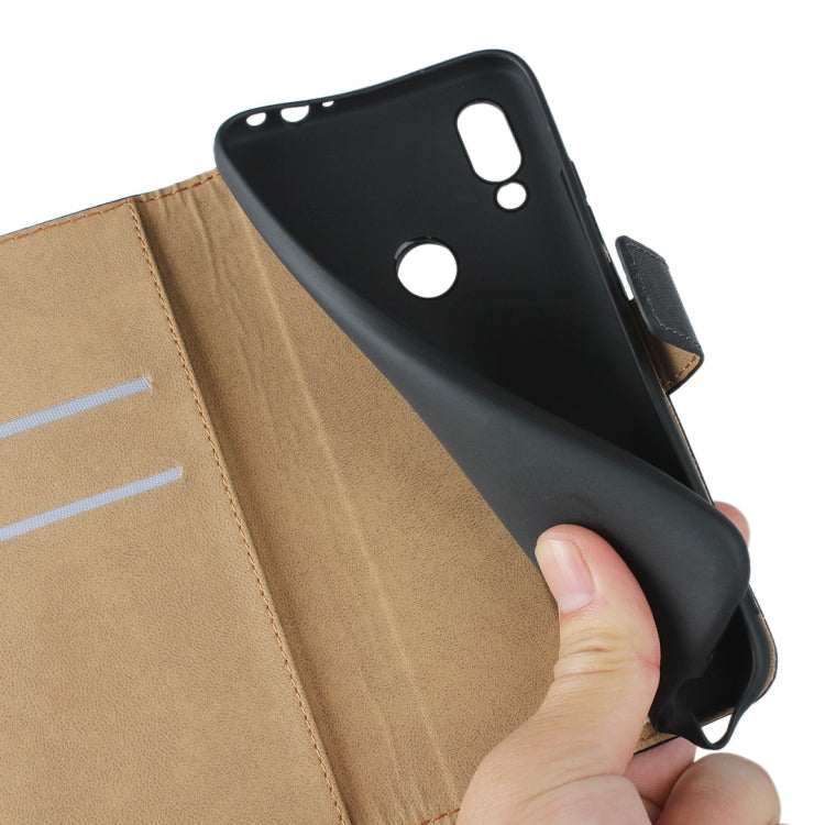 Leather Horizontal Flip Holster for Xiaomi Redmi 7 , with Magnetic Clasp and Bracket and Card Slot and Wallet(Black)