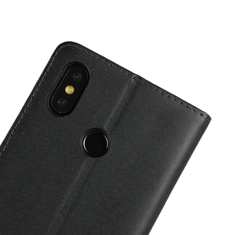 Leather Horizontal Flip Holster for Xiaomi 8 with Magnetic Clasp and Bracket and Card Slot and Wallet(Black)