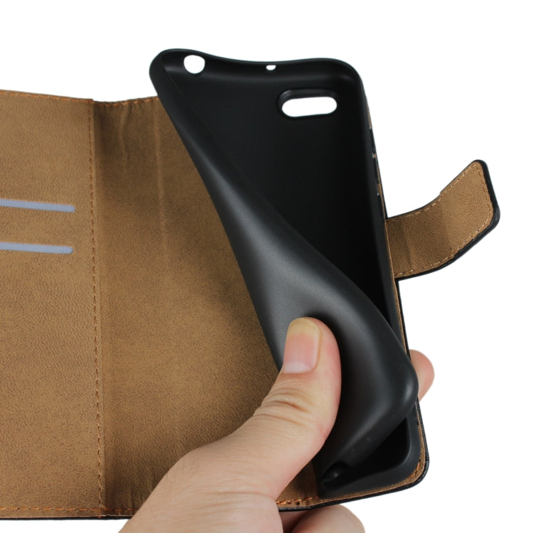 Leather Horizontal Flip Holster for Xiaomi Redmi 6A , with Magnetic Clasp and Bracket and Card Slot and Wallet(Black)