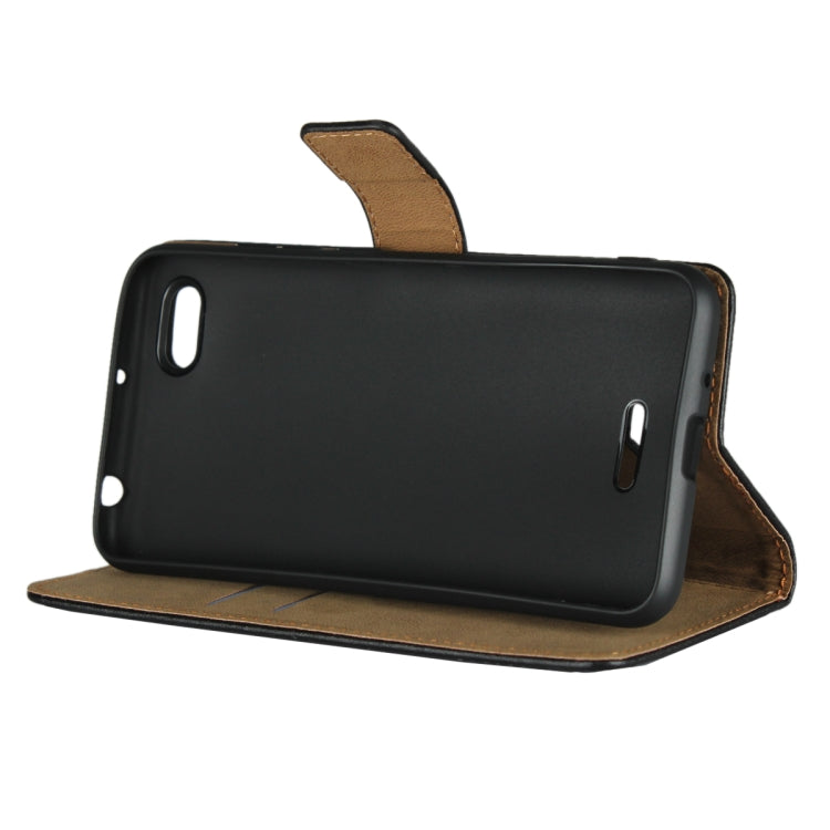 Leather Horizontal Flip Holster for Xiaomi Redmi 6A , with Magnetic Clasp and Bracket and Card Slot and Wallet(Black)