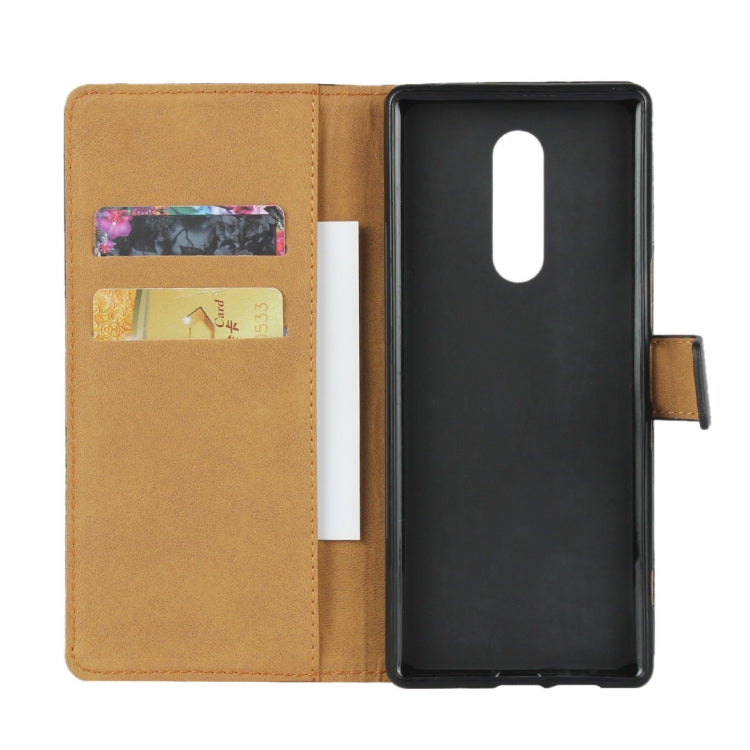 Leather Horizontal Flip Holster for Sony XZ4 ,with Magnetic Clasp and Bracket and Card Slot and Wallet(Black)