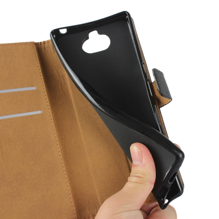 Leather Horizontal Flip Holster for Sony 10 Plus , with Magnetic Clasp and Bracket and Card Slot and Wallet(Black)