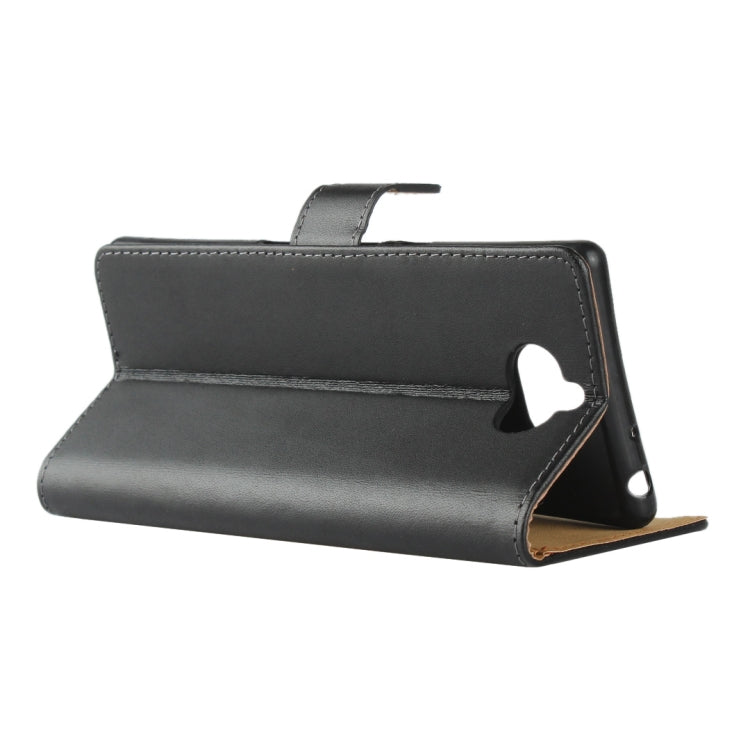 Leather Horizontal Flip Holster for Sony 10 Plus , with Magnetic Clasp and Bracket and Card Slot and Wallet(Black)