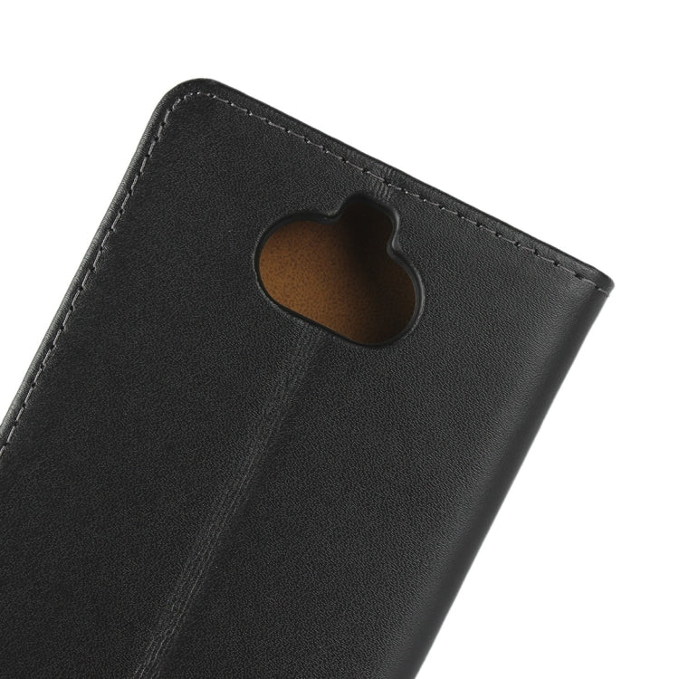 Leather Horizontal Flip Holster for Sony 10 Plus , with Magnetic Clasp and Bracket and Card Slot and Wallet(Black)