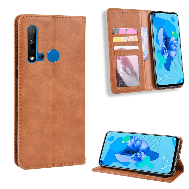 Magnetic Buckle Retro Crazy Horse Texture Horizontal Flip Leather Case for Huawei P20 lite (2019) / Nova 5i, with Holder & Card Slots & Photo Frame