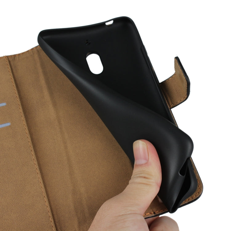 Leather Horizontal Flip Holster for Nokia 2.1 , with Magnetic Clasp and Bracket and Card Slot and Wallet(Black)