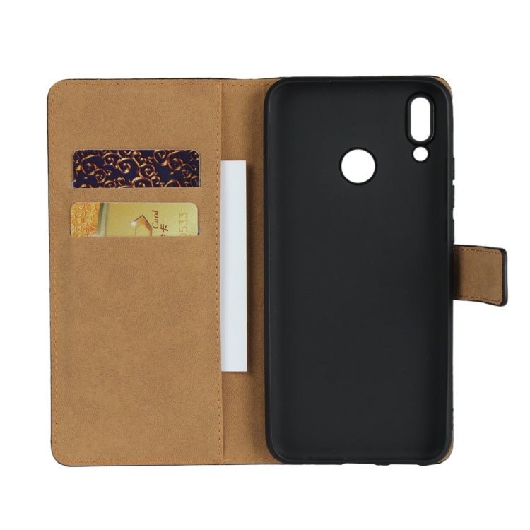 Leather Horizontal Flip Holster for Huawei Y9 2019/Enjoy 9 Plus with Magnetic Clasp and Bracket and Card Slot and Wallet(Black)