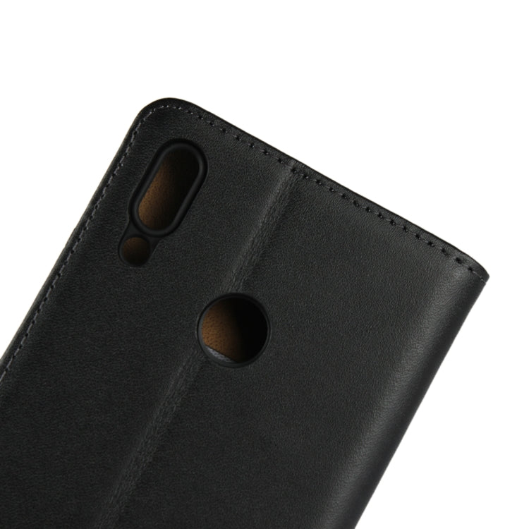 Leather Horizontal Flip Holster for Huawei Y9 2019/Enjoy 9 Plus with Magnetic Clasp and Bracket and Card Slot and Wallet(Black)