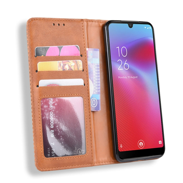 Magnetic Buckle Retro Crazy Horse Texture Horizontal Flip Leather Case for Vodafone Smart V10 (VFD730) , with Holder & Card Slots & Photo Frame