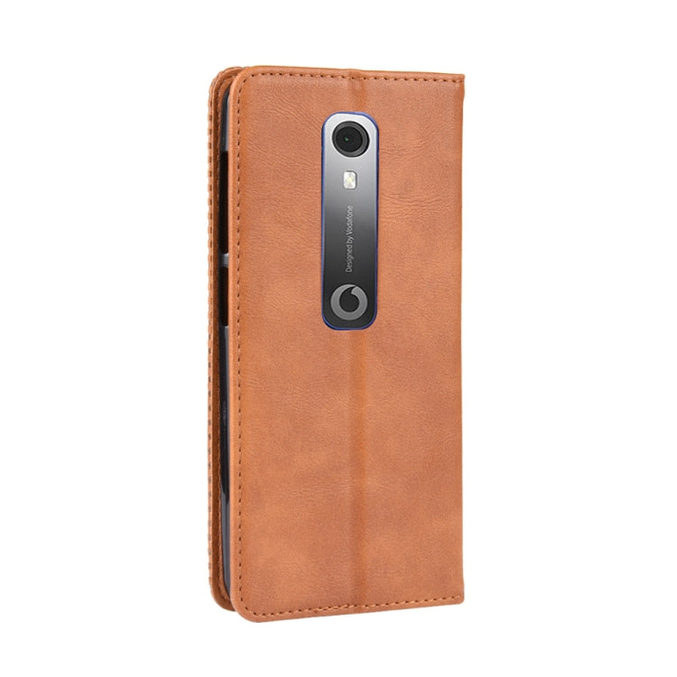 Magnetic Buckle Retro Crazy Horse Texture Horizontal Flip Leather Case for Vodafone Smart N10 (VFD630) , with Holder & Card Slots & Photo Frame