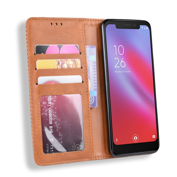 Magnetic Buckle Retro Crazy Horse Texture Horizontal Flip Leather Case for Vodafone Smart N10 (VFD630) , with Holder & Card Slots & Photo Frame