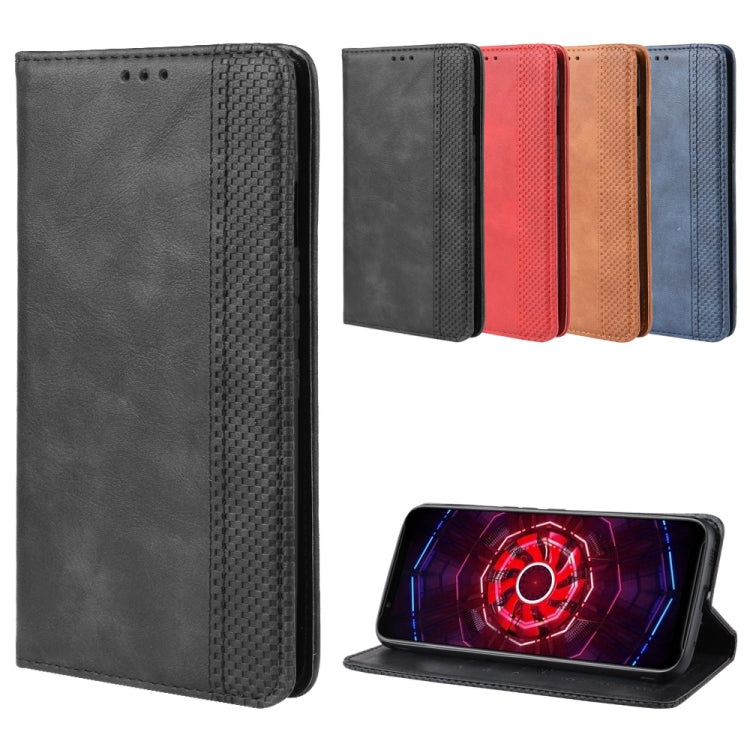 Magnetic Buckle Retro Crazy Horse Texture Horizontal Flip Leather Case for ZTE nubia Red Magic 3, with Holder & Card Slots & Photo Frame