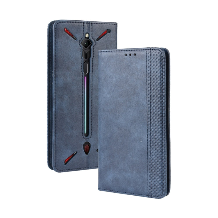 Magnetic Buckle Retro Crazy Horse Texture Horizontal Flip Leather Case for ZTE nubia Red Magic 3, with Holder & Card Slots & Photo Frame