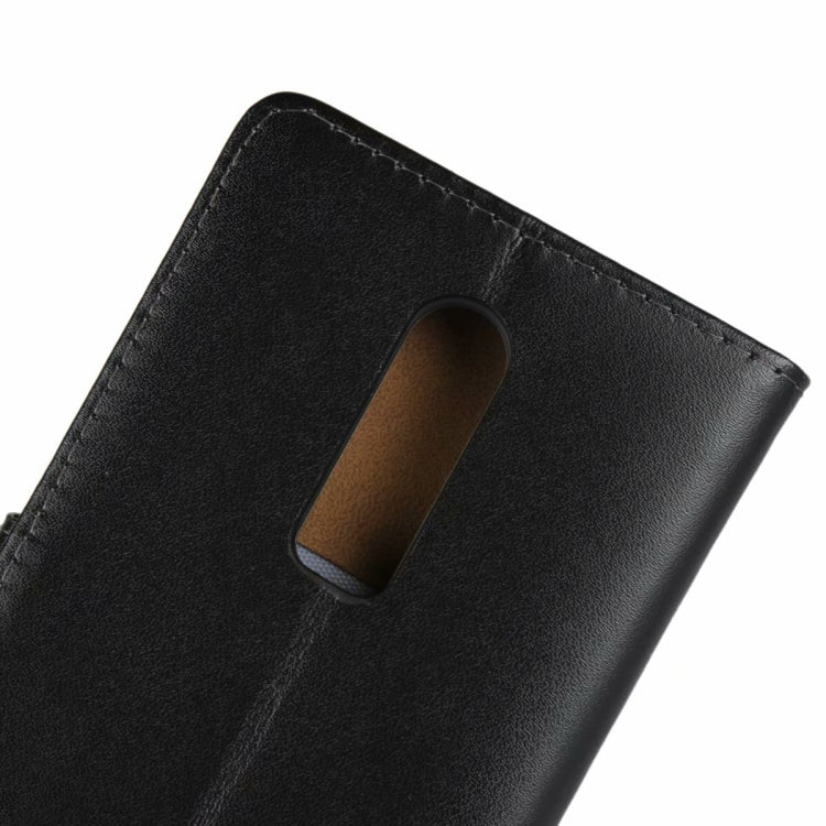 Leather Horizontal Flip Holster for One Plus 6 ,with Magnetic Clasp and Bracket and Card Slot and Wallet(Black)
