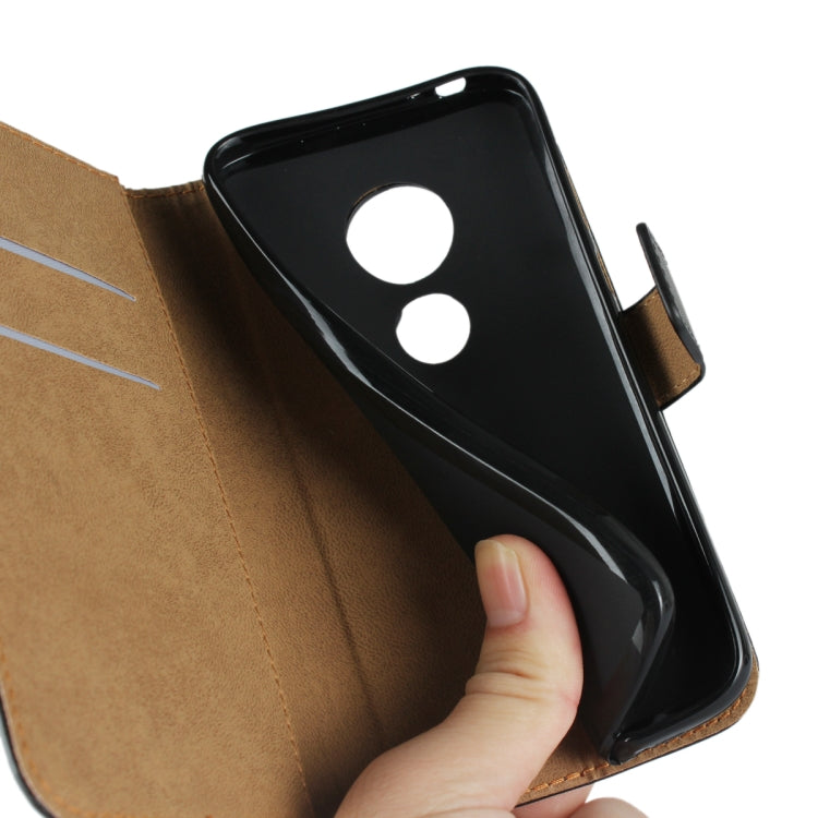 Leather Horizontal Flip Holster for Moto E5 Play ,with Magnetic Clasp and Bracket and Card Slot and Wallet(Black)