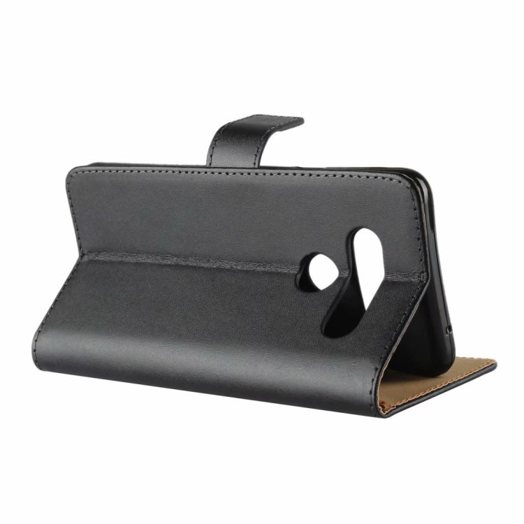 Leather Horizontal Flip Holster for LG V40 ThinQ , with Magnetic Clasp and Bracket and Card Slot and Wallet(Black)