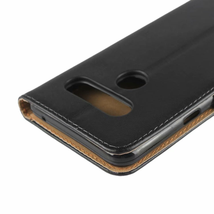 Leather Horizontal Flip Holster for LG V40 ThinQ , with Magnetic Clasp and Bracket and Card Slot and Wallet(Black)