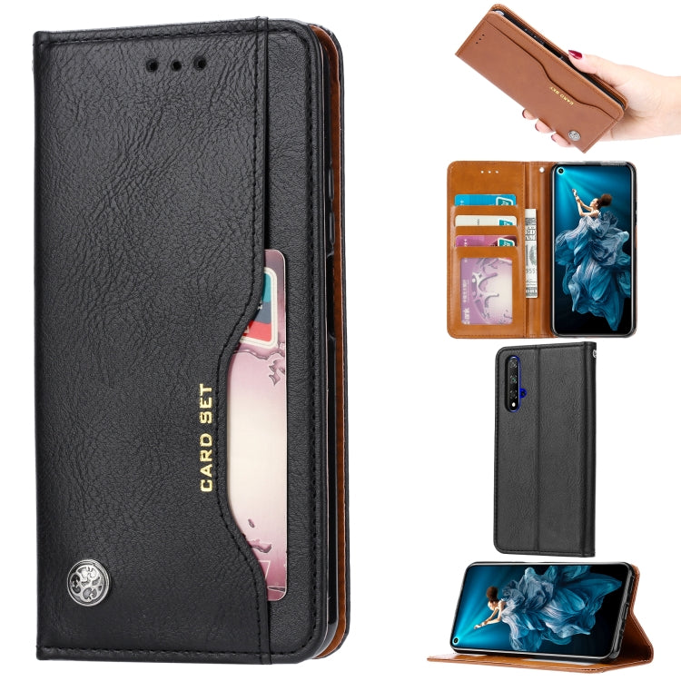 Knead Skin Texture Horizontal Flip Leather Case for Huawei Honor 20, with Photo Frame & Holder & Card Slots & Wallet