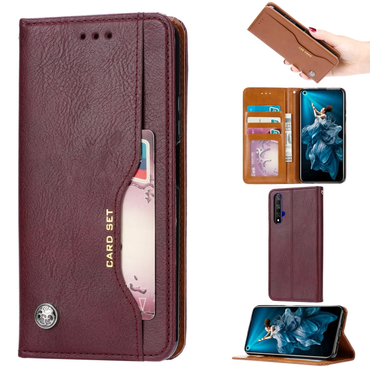 Knead Skin Texture Horizontal Flip Leather Case for Huawei Honor 20, with Photo Frame & Holder & Card Slots & Wallet