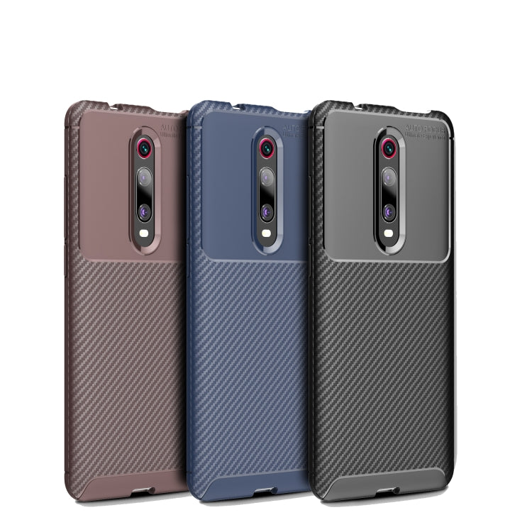 Carbon Fiber Texture Shockproof TPU Case for Xiaomi Redmi K20 / K20 Pro(Brown)