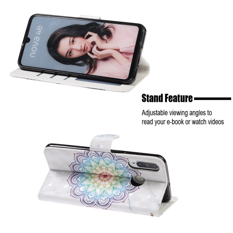 3D Visual Painting Left And Right Open Leather Case for Huawei P30 Lite&Nova 4E , With Bracket & Card Slot & Wallet & Bracelet