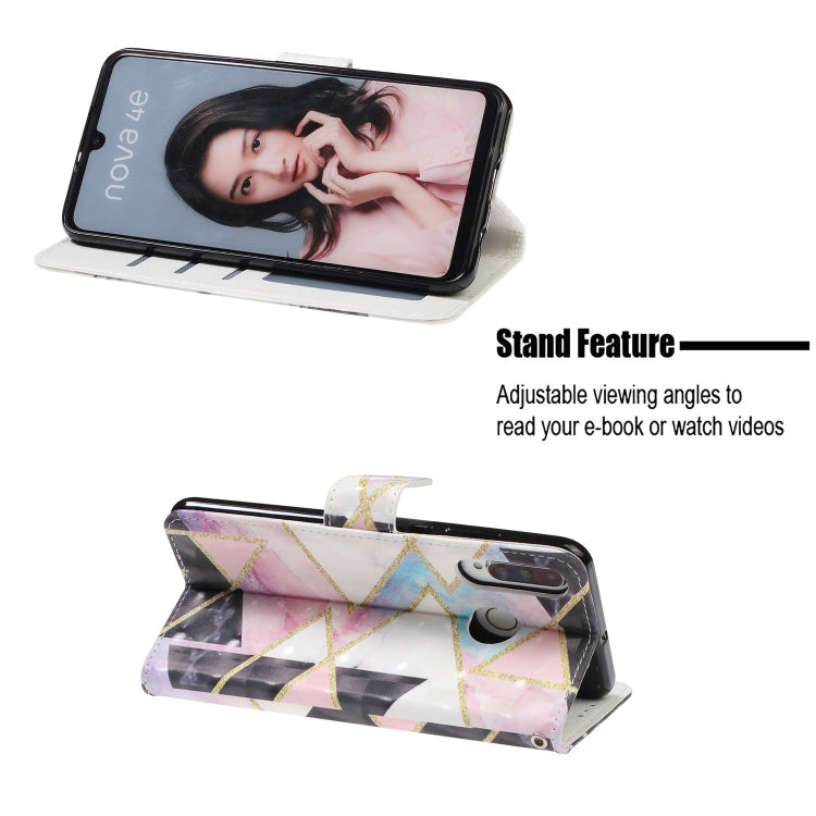 3D Visual Painting Left And Right Open Leather Case for Huawei P30 Lite&Nova 4E , With Bracket & Card Slot & Wallet & Bracelet