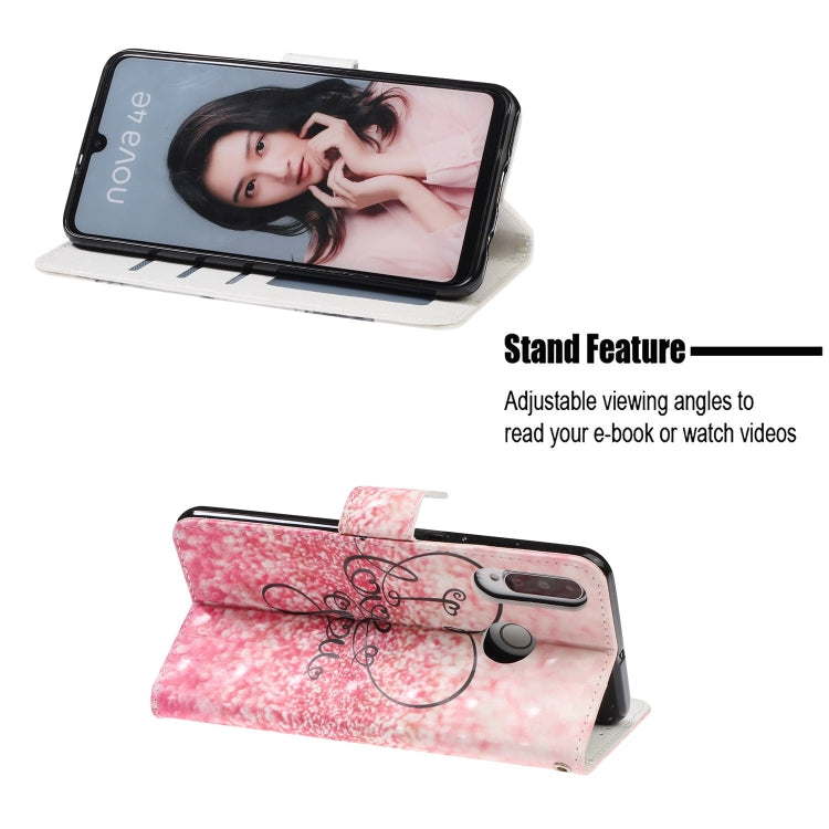 3D Visual Painting Left And Right Open Leather Case for Huawei P30 Lite&Nova 4E , With Bracket & Card Slot & Wallet & Bracelet