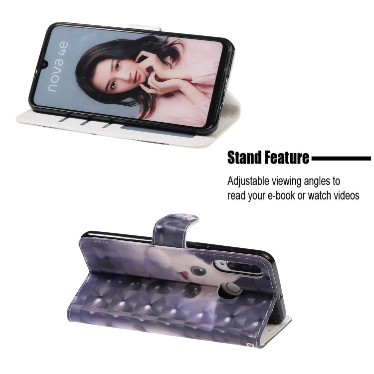 3D Visual Painting Left And Right Open Leather Case for Huawei P30 Lite&Nova 4E , With Bracket & Card Slot & Wallet & Bracelet