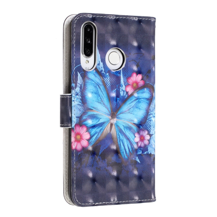 3D Visual Painting Left And Right Open Leather Case for Huawei P30 Lite&Nova 4E , With Bracket & Card Slot & Wallet & Bracelet