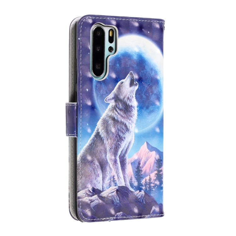 3D Visual Painting Left And Right Open Leather Case for Huawei P30 Pro , With Bracket & Card Slot & Wallet & Bracelet