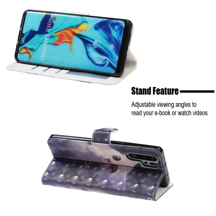 3D Visual Painting Left And Right Open Leather Case for Huawei P30 Pro , With Bracket & Card Slot & Wallet & Bracelet