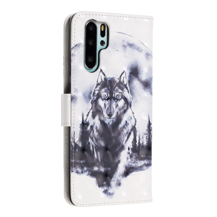 3D Visual Painting Left And Right Open Leather Case for Huawei P30 Pro , With Bracket & Card Slot & Wallet & Bracelet