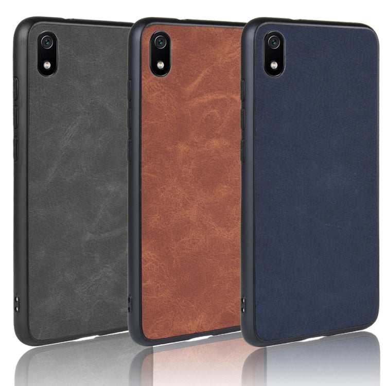Shockproof Sheep Skin PC + PU + TPU Case for Xiaomi Redmi 7A(Black)