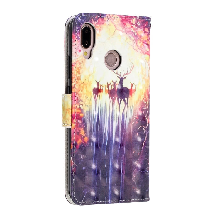 3D Visual Painting Left And Right Open Leather Case for Huawei P20 lite & Nova 3e &P9 lite 2018 , With Bracket & Card Slot & Wallet & Bracelet