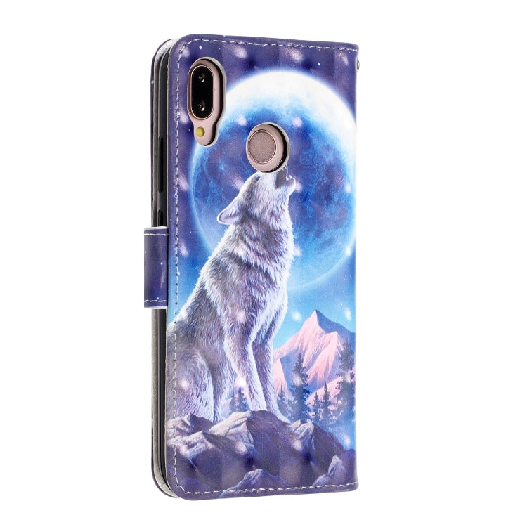 3D Visual Painting Left And Right Open Leather Case for Huawei P20 lite & Nova 3e &P9 lite 2018 , With Bracket & Card Slot & Wallet & Bracelet