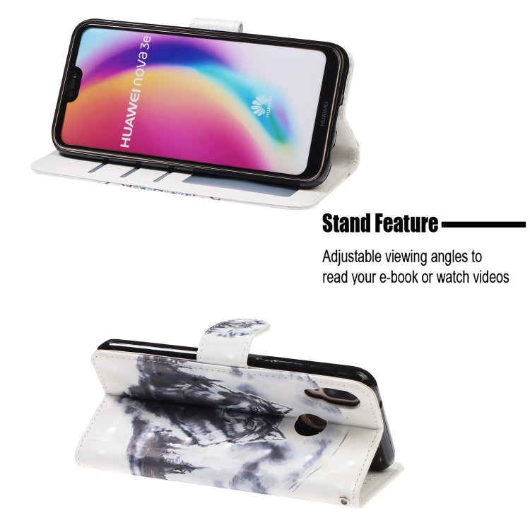 3D Visual Painting Left And Right Open Leather Case for Huawei P20 lite & Nova 3e &P9 lite 2018 , With Bracket & Card Slot & Wallet & Bracelet
