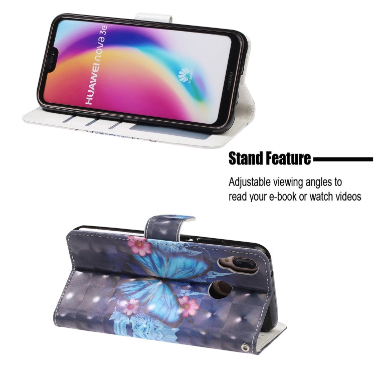 3D Visual Painting Left And Right Open Leather Case for Huawei P20 lite & Nova 3e &P9 lite 2018 , With Bracket & Card Slot & Wallet & Bracelet