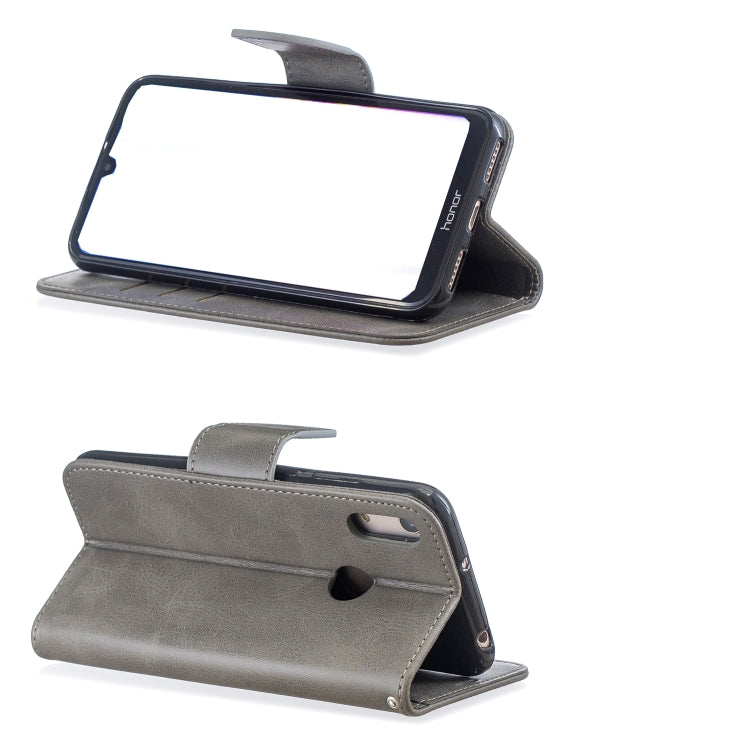 Retro Lambskin Texture Pure Color Horizontal Flip PU Leather Case for for Huawei Y6 2019 & Y6 Pro 2019, with Holder & Card Slots & Wallet & Lanyard