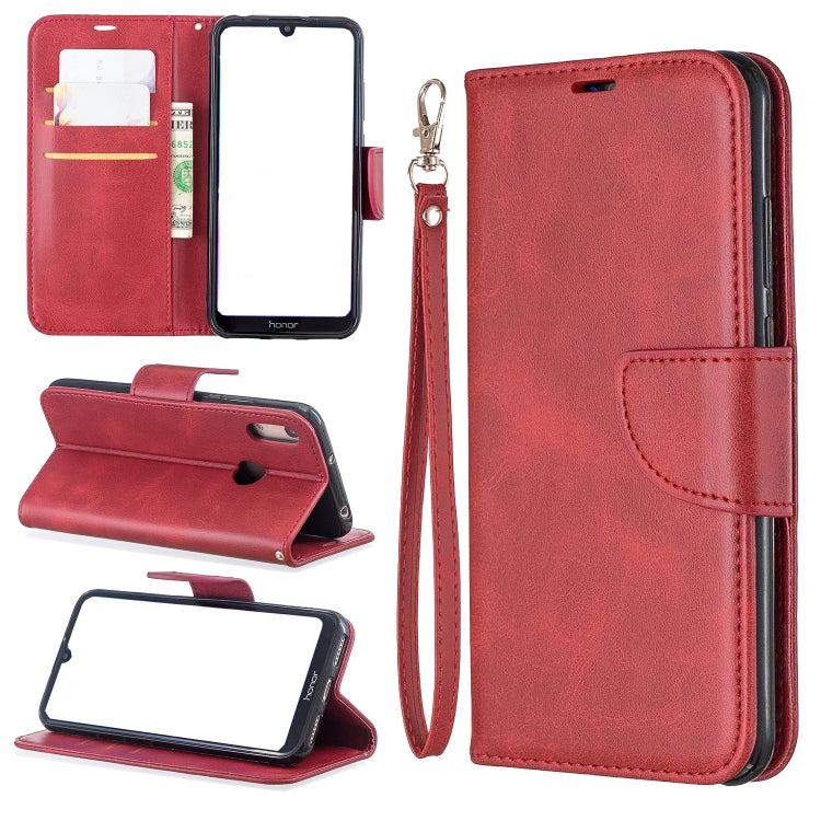 Retro Lambskin Texture Pure Color Horizontal Flip PU Leather Case for for Huawei Y6 2019 & Y6 Pro 2019, with Holder & Card Slots & Wallet & Lanyard