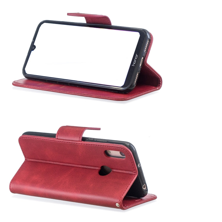 Retro Lambskin Texture Pure Color Horizontal Flip PU Leather Case for for Huawei Y6 2019 & Y6 Pro 2019, with Holder & Card Slots & Wallet & Lanyard