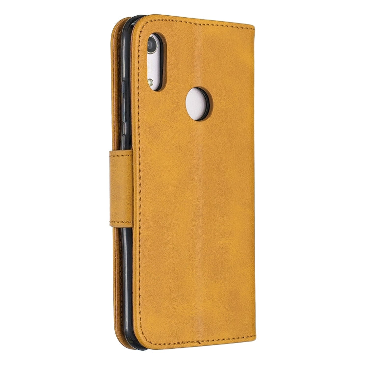 Retro Lambskin Texture Pure Color Horizontal Flip PU Leather Case for for Huawei Y6 2019 & Y6 Pro 2019, with Holder & Card Slots & Wallet & Lanyard