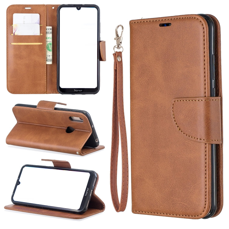 Retro Lambskin Texture Pure Color Horizontal Flip PU Leather Case for for Huawei Y6 2019 & Y6 Pro 2019, with Holder & Card Slots & Wallet & Lanyard