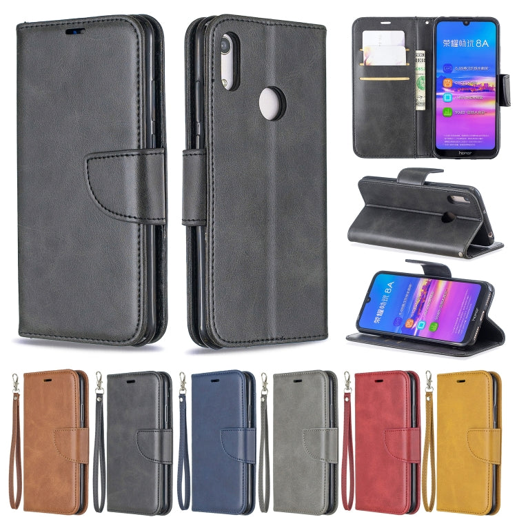 Retro Lambskin Texture Pure Color Horizontal Flip PU Leather Case for for Huawei Y6 2019 & Y6 Pro 2019, with Holder & Card Slots & Wallet & Lanyard