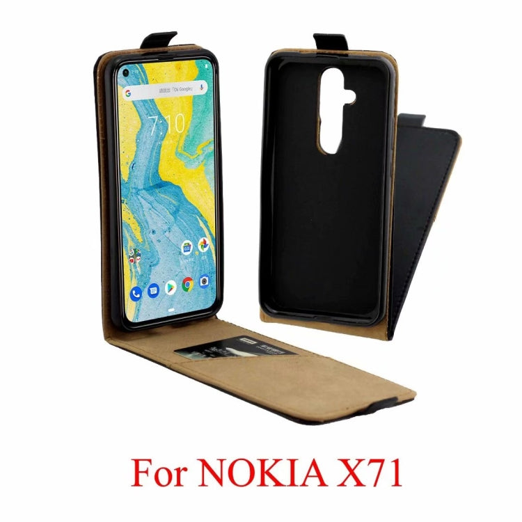 Business Style Vertical Flip TPU Leather Case with Card Slot for Nokia x71(black)