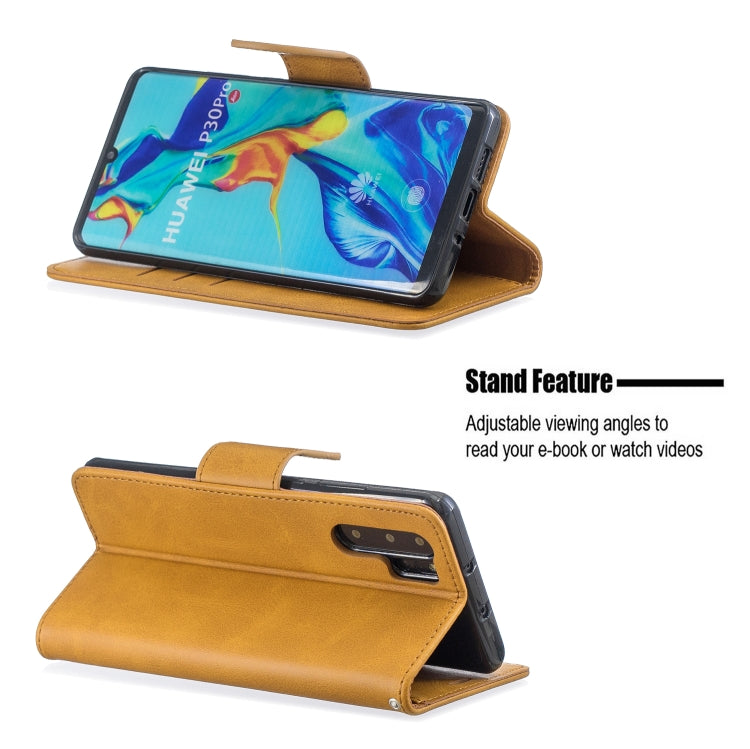Retro Lambskin Texture Pure Color Horizontal Flip PU Leather Case for Huawei P30 Pro, with Holder & Card Slots & Wallet & Lanyard